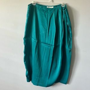 Anthropologie Teal Wrap Midi Skirt